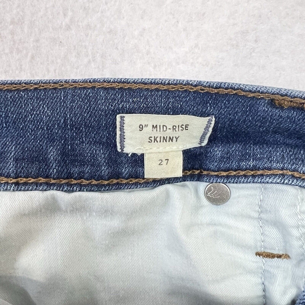 Madewell Jeans 27 Skinny 9" Mid Rise Denim Button Fly Pockets Medium Wash New - Picture 7 of 14